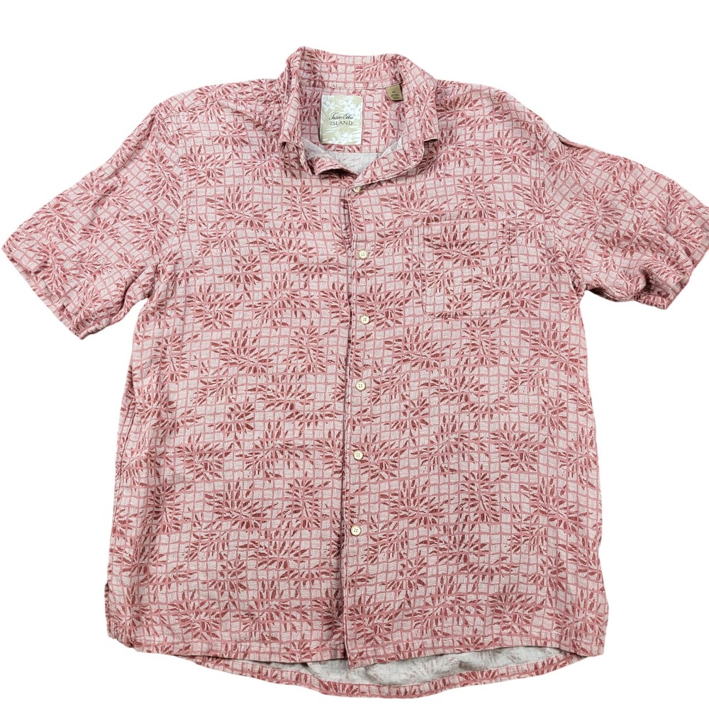 Tasso Elba‎ Island Mens XL Silk Linen Short Sleeve Button Up Shirt S/61D12 SU16